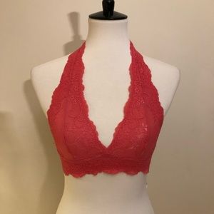 Hot pink lace bralette